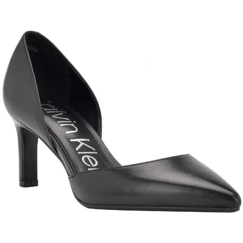 Calvin Klein Womens Laza Leather Slip-On Pumps---Comfortable Leather Pumps for Office and Everyday Wear