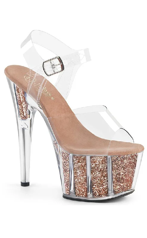 ADORE-708G Rose Gold Glitter Heels---Trendy Glitter Heels for a Glamorous Look