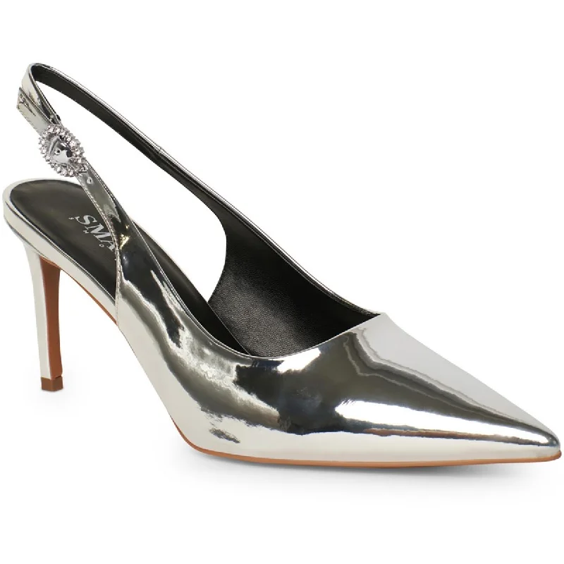 Stiletto Heel Pumps with Perfect Fit--Smash Womens Dion Metallic Pointed Toe Slingback Heels-Fashionable & Classic