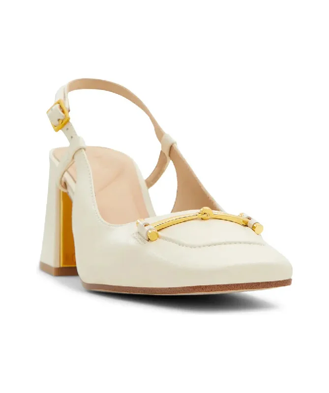 Fashionable Leather Slingback Pumps for Casual Wear--Ted Baker Women's Mia Icon Leather Slingback Pumps, White