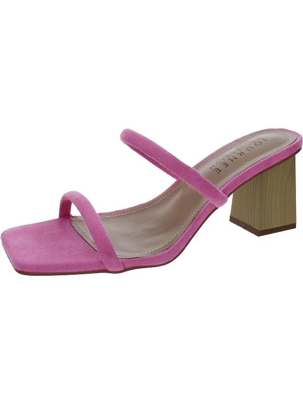 Womens Faux Suede Square Toe Pumps---Durable Square Toe Block Heels for Everyday Use