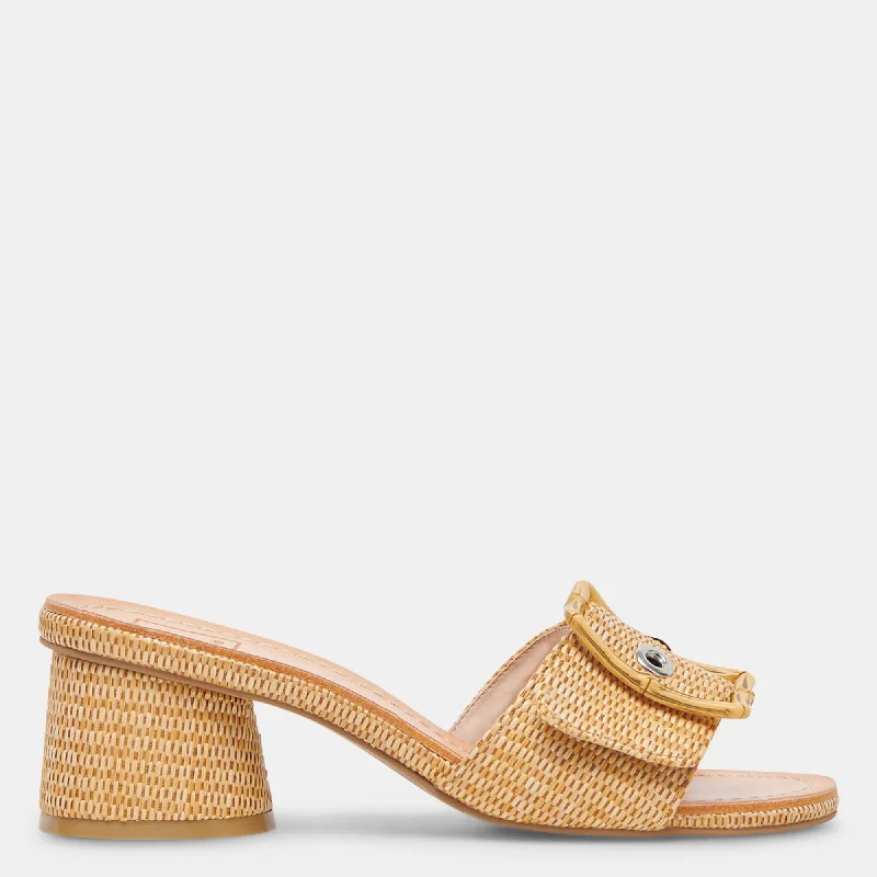 Versatile Heeled Sandals for Any Occasion---Lucey Heels Warm Natural Raffia