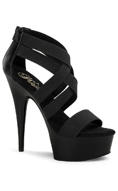 DELIGHT-669 Black Strappy Platform Heels---Affordable Strappy Platform Heels with Premium Quality