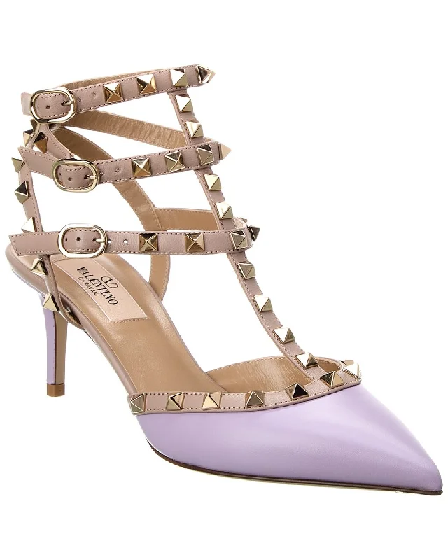 Stylish Ankle Strap Heels for Women--Valentino Rockstud Caged 65 Leather Ankle Strap Pump