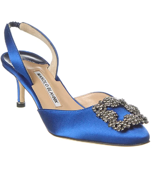 Manolo Blahnik Hangisi 50 Satin Slingback PumpAffordable Satin Heels with a Luxe Touch