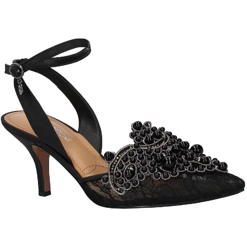 J. Renee Womens Desdemona Satin Embellished Slingback HeelsAffordable Satin Heels with a Luxe Touch