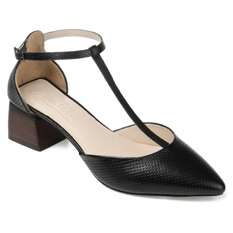 Journee Signature Women's Genuine Leather Tru Comfort Foam Cameela Pump---Comfortable Leather Pumps for Office and Everyday Wear