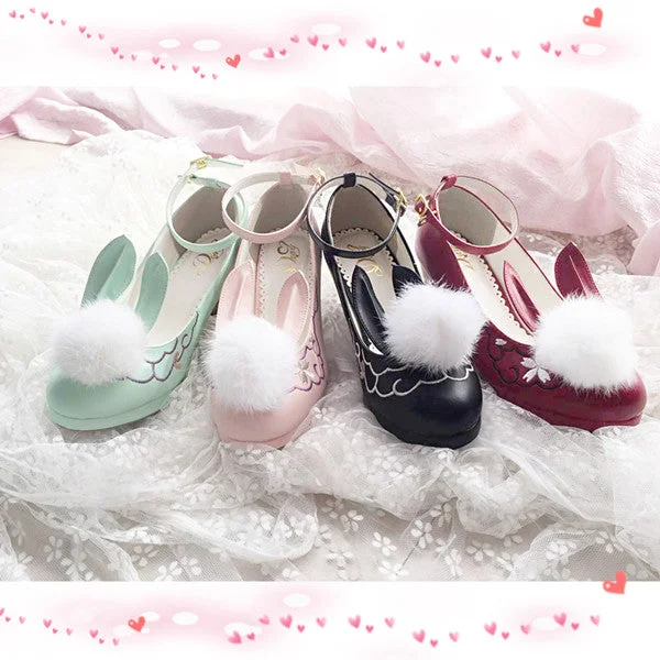 Versatile Heeled Sandals for Any Occasion---Cute rabbit ear hair shoes YV40277