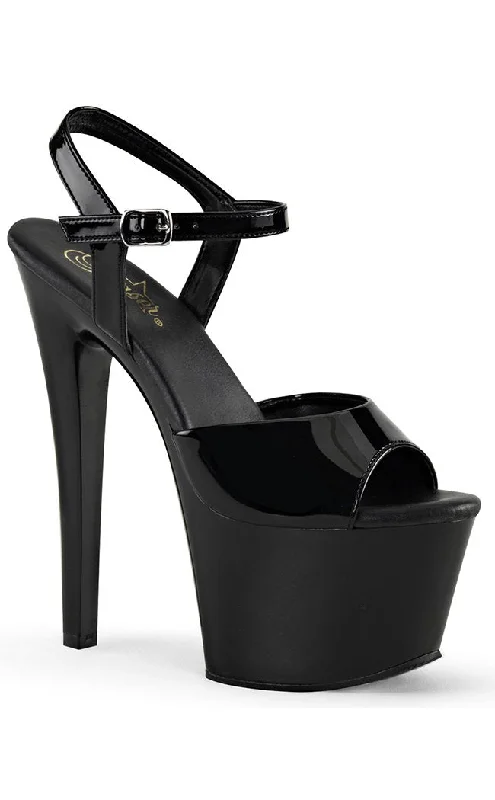 Sleek and Shiny Patent Pump Heels for a Polished Look--SKY-309VL Black Patent Platform Heels