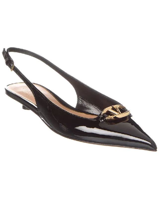 Sleek and Shiny Patent Pump Heels for a Polished Look--Valentino VLogo Patent Slingback Flat