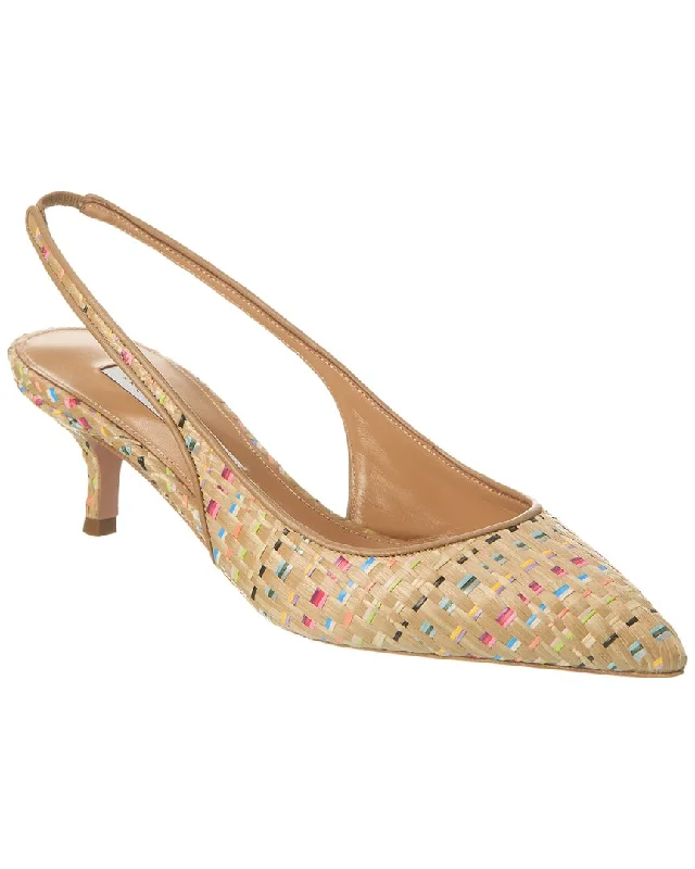 Versatile Heeled Sandals for Any Occasion---Aquazzura Purist 50 Raffia Slingback Pump