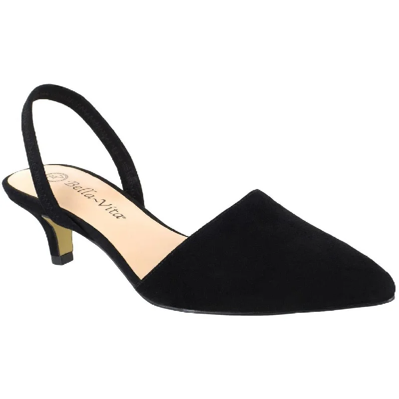 Affordable Suede Ankle Pumps for All-Day Wear--Sarah  Womens Faux Suede Slip On Heels