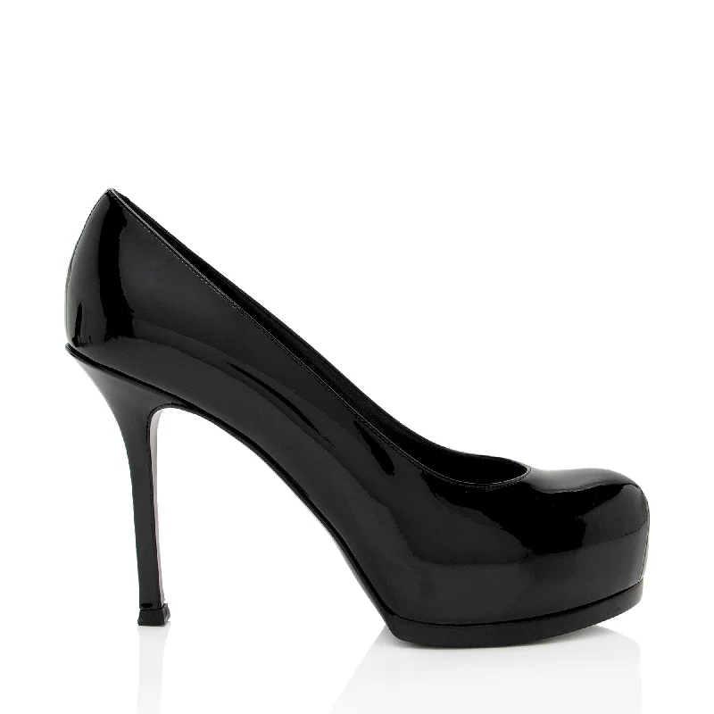 Sleek and Shiny Patent Pump Heels for a Polished Look--Saint Laurent Patent Leather Tribtoo Pumps