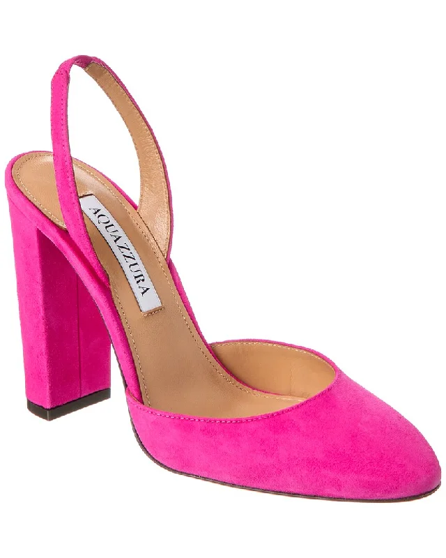 Affordable Suede Ankle Pumps for All-Day Wear--Aquazzura Talita 105 Suede Slingback Pump