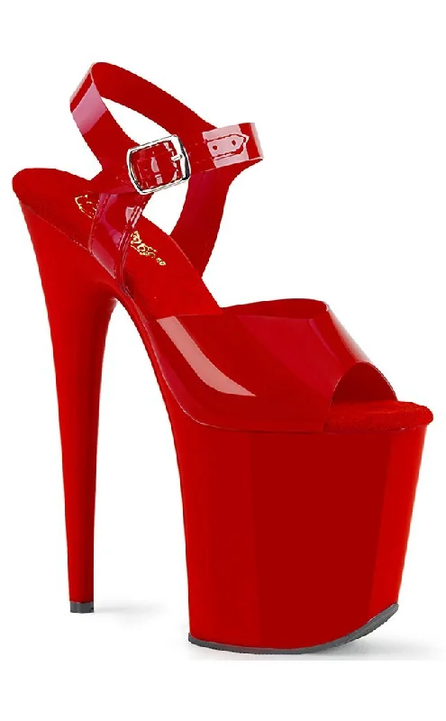 Stylish Platform Heels for Extra Height--FLAMINGO-808N Red Jelly Platform Heels