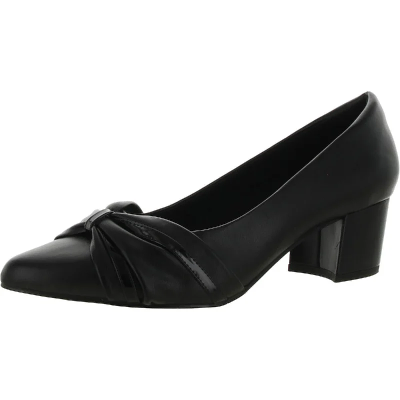 Easy Street Womens Millie Faux Leather Slip-On Pumps---Comfortable Leather Pumps for Office and Everyday Wear