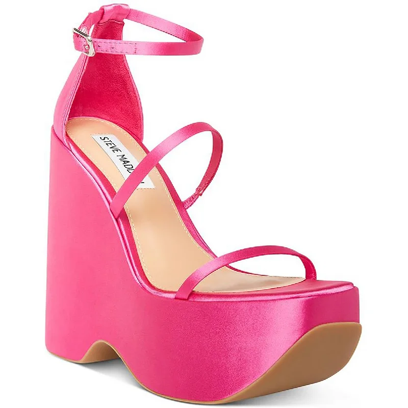 Steve Madden Womens Varia Satin Strappy Wedge Heels---Affordable Strappy Platform Heels with Premium Quality