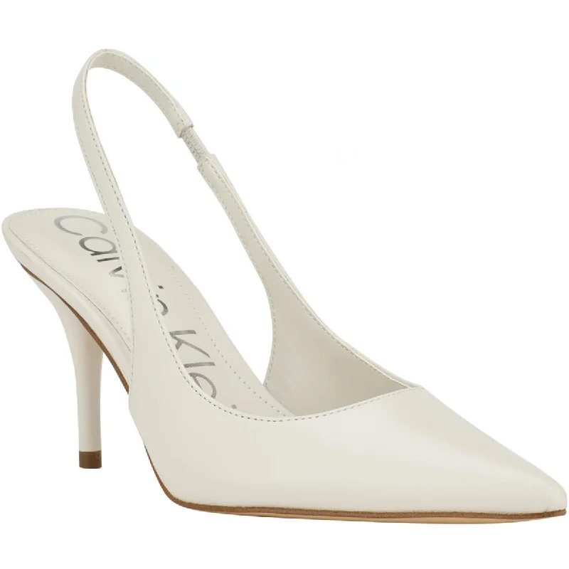 Calvin Klein Womens Cinola Leather Pumps Slingback Heels---Comfortable Leather Pumps for Office and Everyday Wear