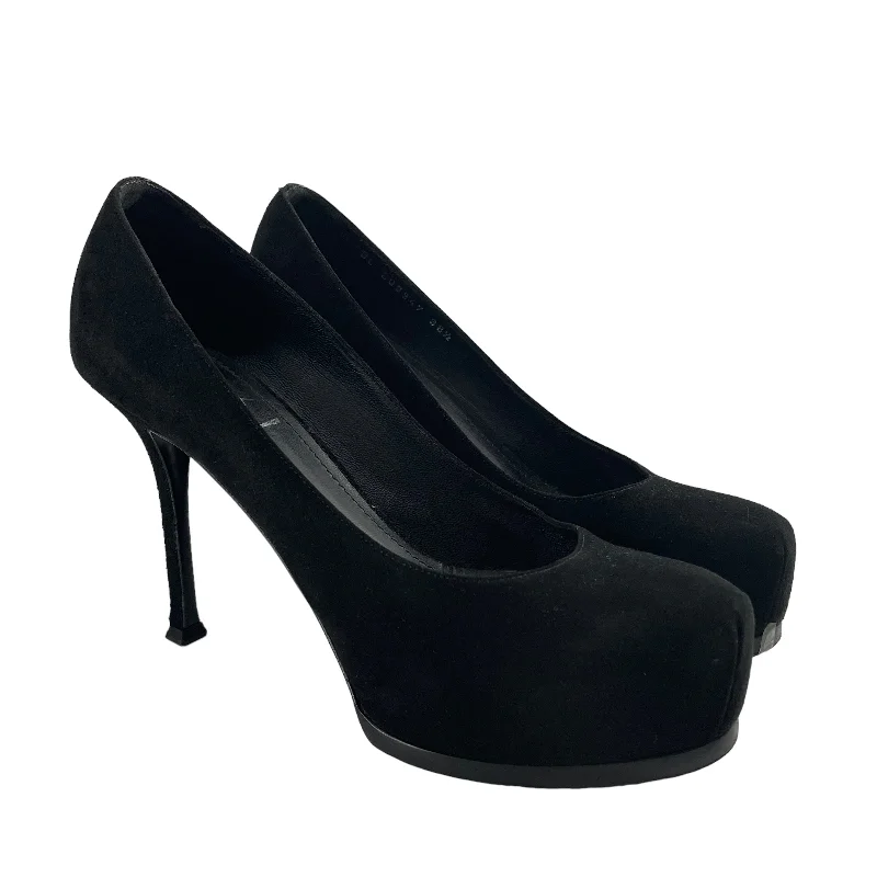 Affordable Suede Ankle Pumps for All-Day Wear--YVES SAINT LAURENT/Heels/EU 38.5/Suede/BLK/CLASSIC PUMPS