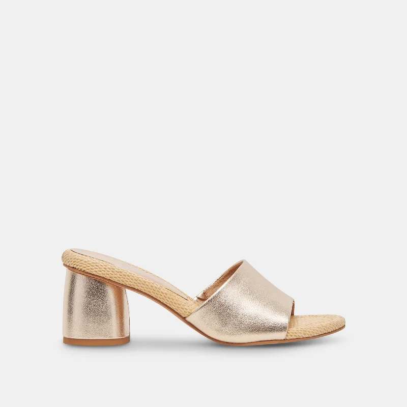 MINNY RAFFIA HEELS ROSE GOLD LEATHER---Comfortable Leather Pumps for Office and Everyday Wear