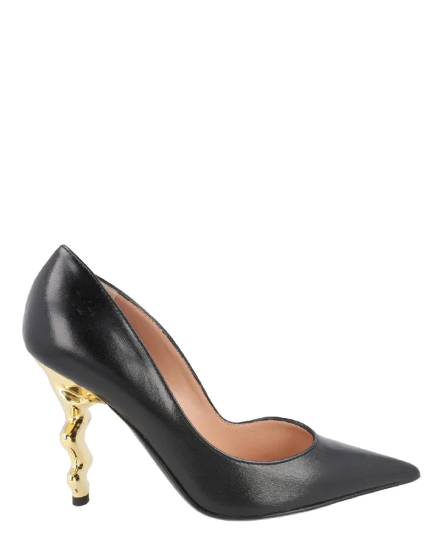 Versatile Heeled Sandals for Any Occasion---Moschino Womens Sculpted-Heel Pumps