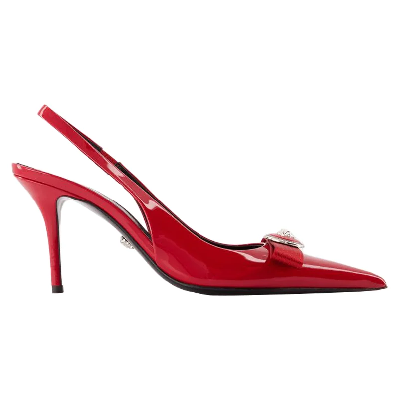 Gianni Ribbon Pumps - Versace - Leather - Red---Comfortable Leather Pumps for Office and Everyday Wear