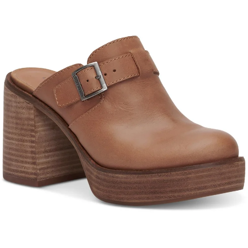 Lucky Brand Womens Odibell Leather Chunky Clogs---Comfortable Leather Pumps for Office and Everyday Wear