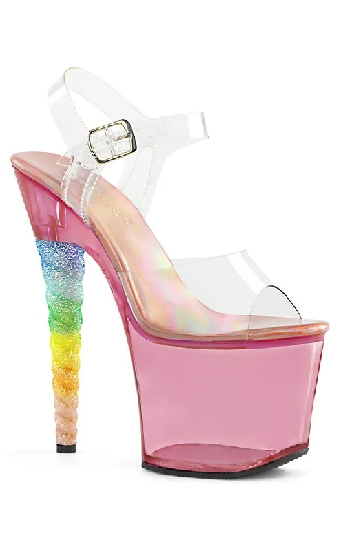 Stylish Platform Heels for Extra Height--Unicorn-708T Clear Pink Platform Heels