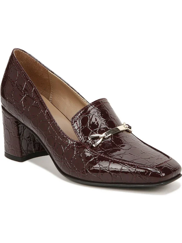 Sleek and Shiny Patent Pump Heels for a Polished Look--Wyrnie Womens Patent Slip On Loafer Heels