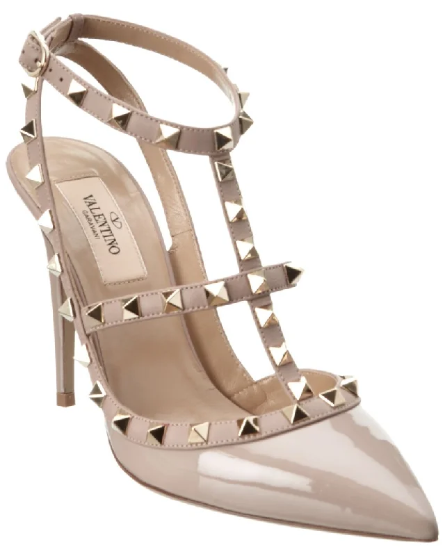 Sleek and Shiny Patent Pump Heels for a Polished Look--Valentino Rockstud Caged 100 Patent Pump