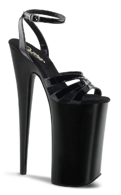 BEYOND-012 Black Vegan Leather Heels---Comfortable Leather Pumps for Office and Everyday Wear