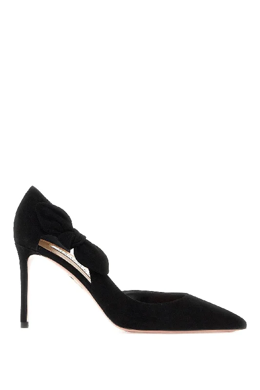 Affordable Suede Ankle Pumps for All-Day Wear--Suede Very Bow Tie Dã©colletã©  - Black