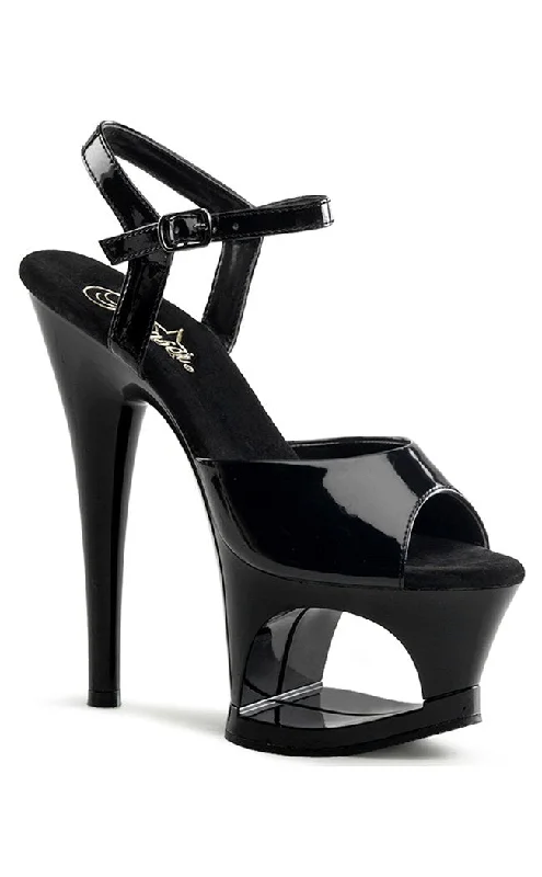 Sleek and Shiny Patent Pump Heels for a Polished Look--MOON-709 Black Patent Platform Heels