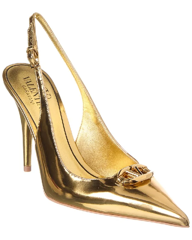 Fashionable Leather Slingback Pumps for Casual Wear--Valentino VLogo 90 Leather Slingback Pump