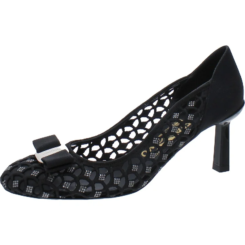 Salvatore Ferragamo Womens Carla Bump Cut-Out Embellished Pumps---Chic Embellished Pumps for a Glamorous Look