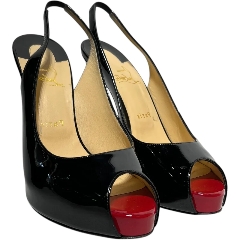 Sleek and Shiny Patent Pump Heels for a Polished Look--Christian Louboutin/Heels/EU 40/BLK/PATENT LEATHER, RED TOE