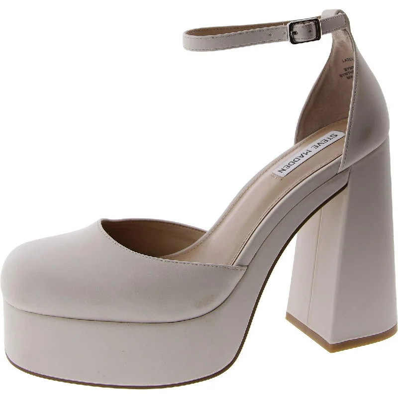 Stylish Ankle Strap Heels for Women--Steve Madden Womens Later Faux Leather Ankle Strap Platform Heels