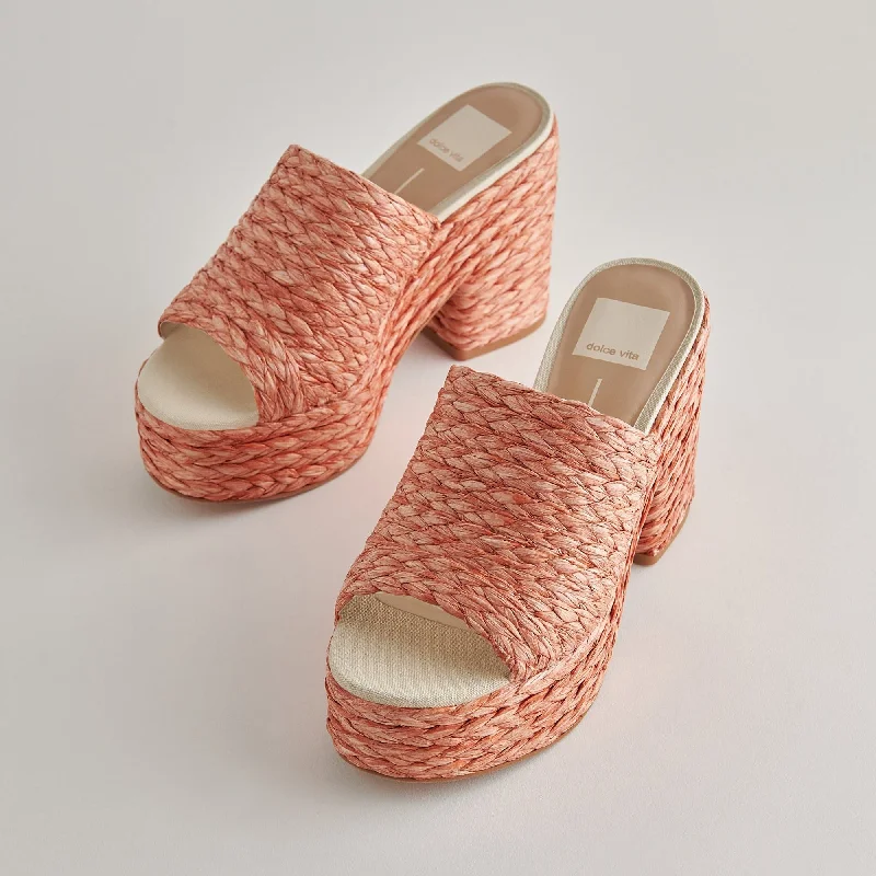 Versatile Heeled Sandals for Any Occasion---ELORA HEELS ORANGE RAFFIA