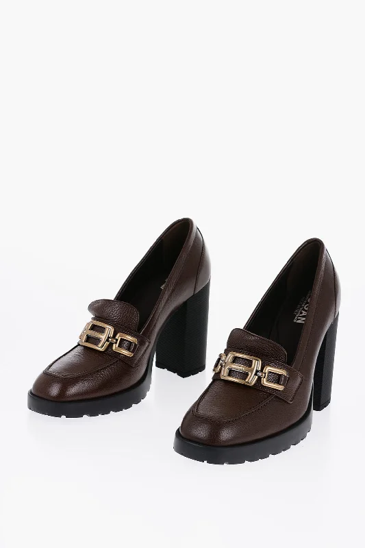 Hogan Leather Pumps With Golden Horsebite 11Cm---Comfortable Leather Pumps for Office and Everyday Wear