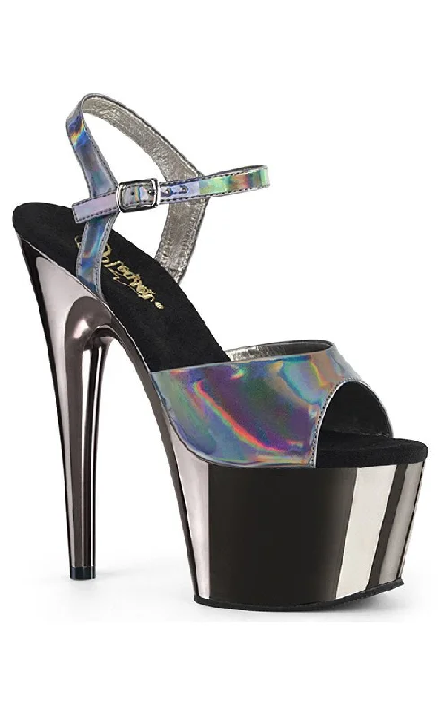 Stiletto Heel Pumps with Perfect Fit--ADORE-709HGCH Pewter Hologram & Chrome Heels-Fashionable & Classic