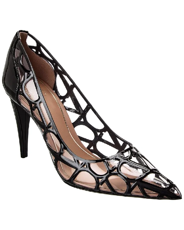 Sleek and Shiny Patent Pump Heels for a Polished Look--Valentino VLogo 90 Vinyl & Patent Pump