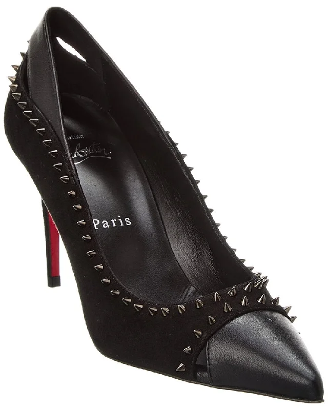 Affordable Suede Ankle Pumps for All-Day Wear--Christian Louboutin Duvette Spikes 85 Leather & Suede Pump