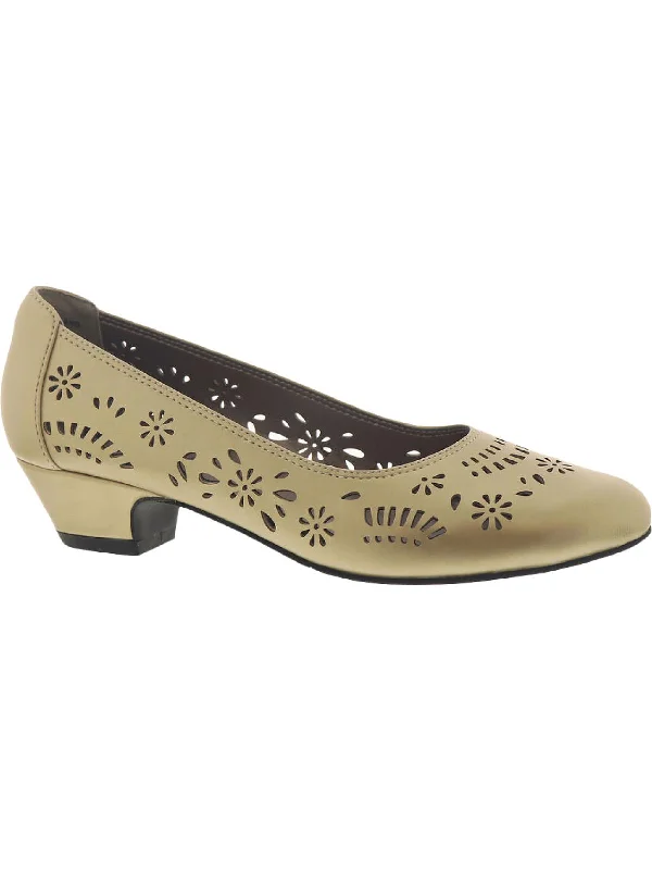 Dahlia Womens Faux Leather Perforated Dress Pumps---Elegant Evening Heels for Weddings and Parties