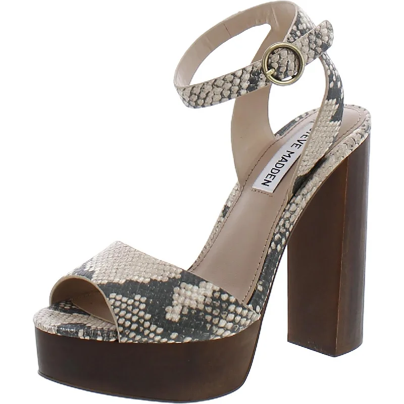 Stylish Ankle Strap Heels for Women--Steve Madden Womens Mckinley Peep-Toe Textured Ankle Strap