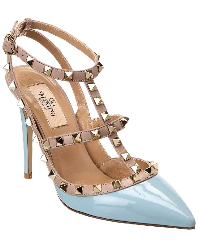 Sleek and Shiny Patent Pump Heels for a Polished Look--Valentino Rockstud Caged 100 Patent Pump