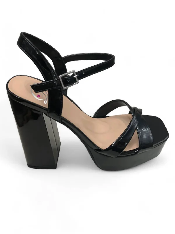 Stylish Platform Heels for Extra Height--Ironed Platform Heel In Black Patent