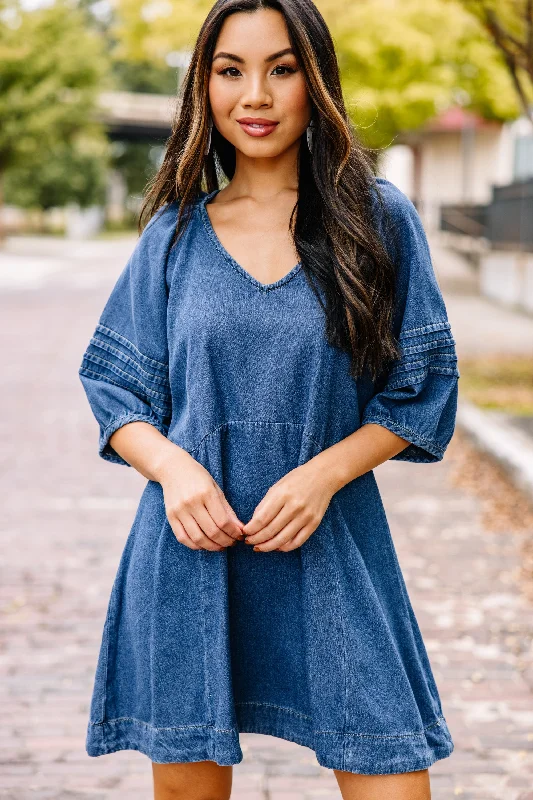 Best denim dresses for athletic build--Give You Time Light Wash Denim Dress