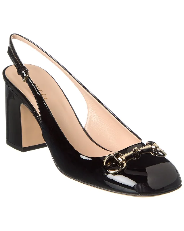 Sleek and Shiny Patent Pump Heels for a Polished Look--Gucci Horsebit Patent Slingback Pump