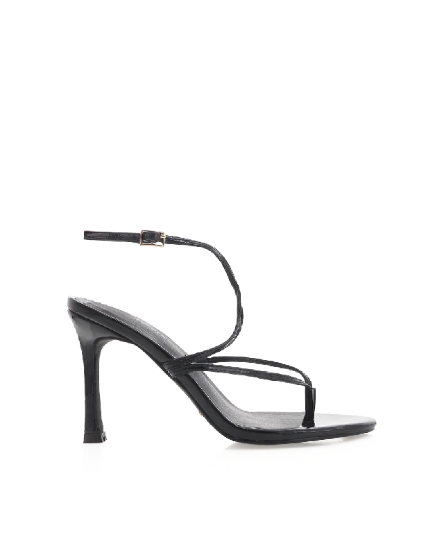 ASTRA - BLACK PATENT---Fashionable Kitten Heels for Date Night