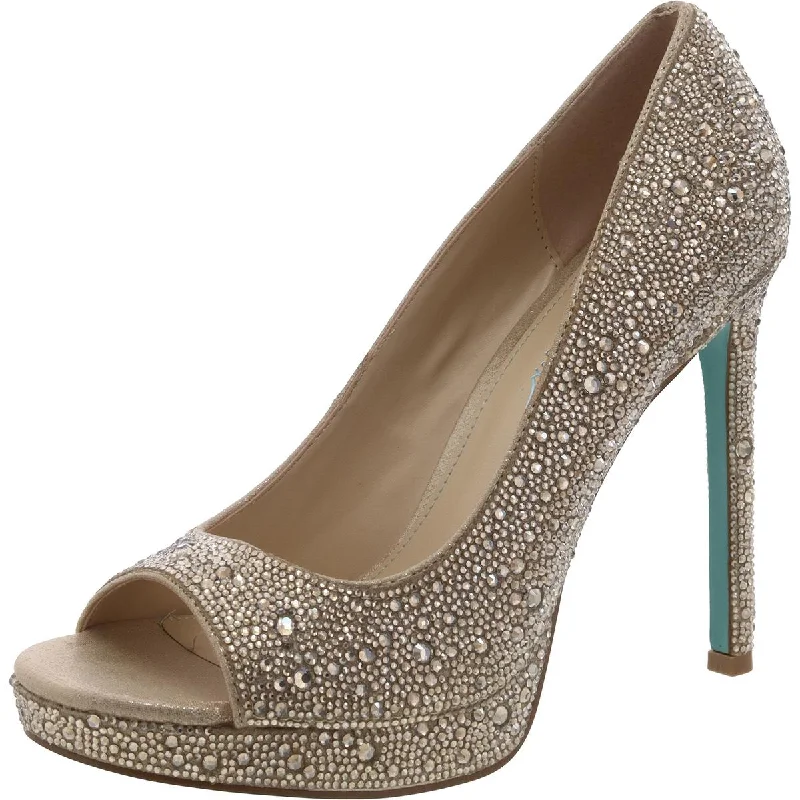 Affordable Rhinestone Pumps for a Dazzling Look---Betsey Johnson Womens Dane Rhinestone Peep-Toe Pumps